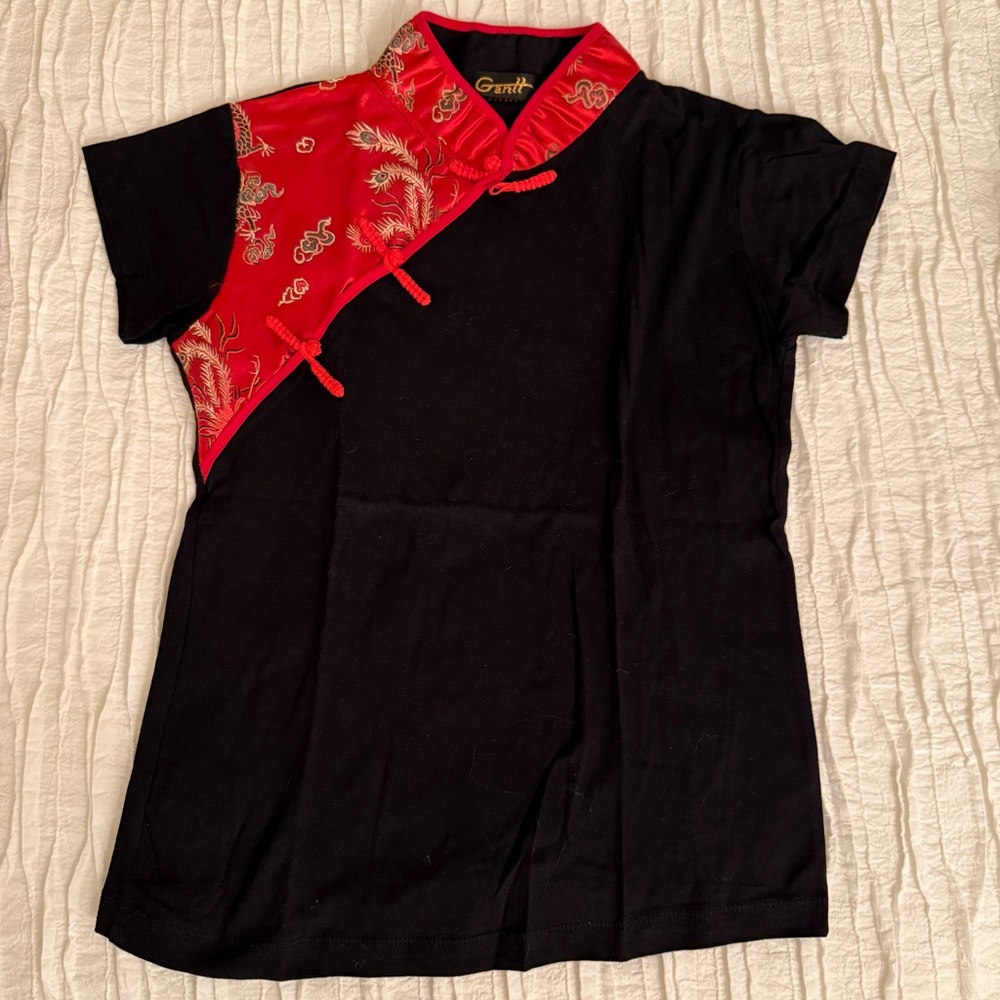 2 Asian-Inspired mixed media Black and Red T Shirts